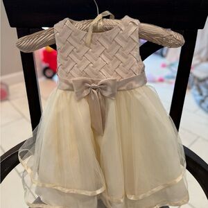 Rare Editions Little girls satin ribbon mesh dress